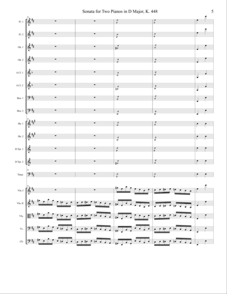 Sonata for Two Pianos in D Major, K. 448, Movement 3 Full Orchestra scores gallery preview page 5