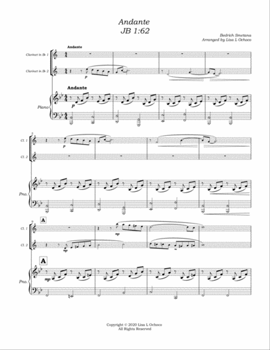 Andante JB 1:62 for Clarinet Duet and Piano Clarinet Duet scores gallery preview page 5