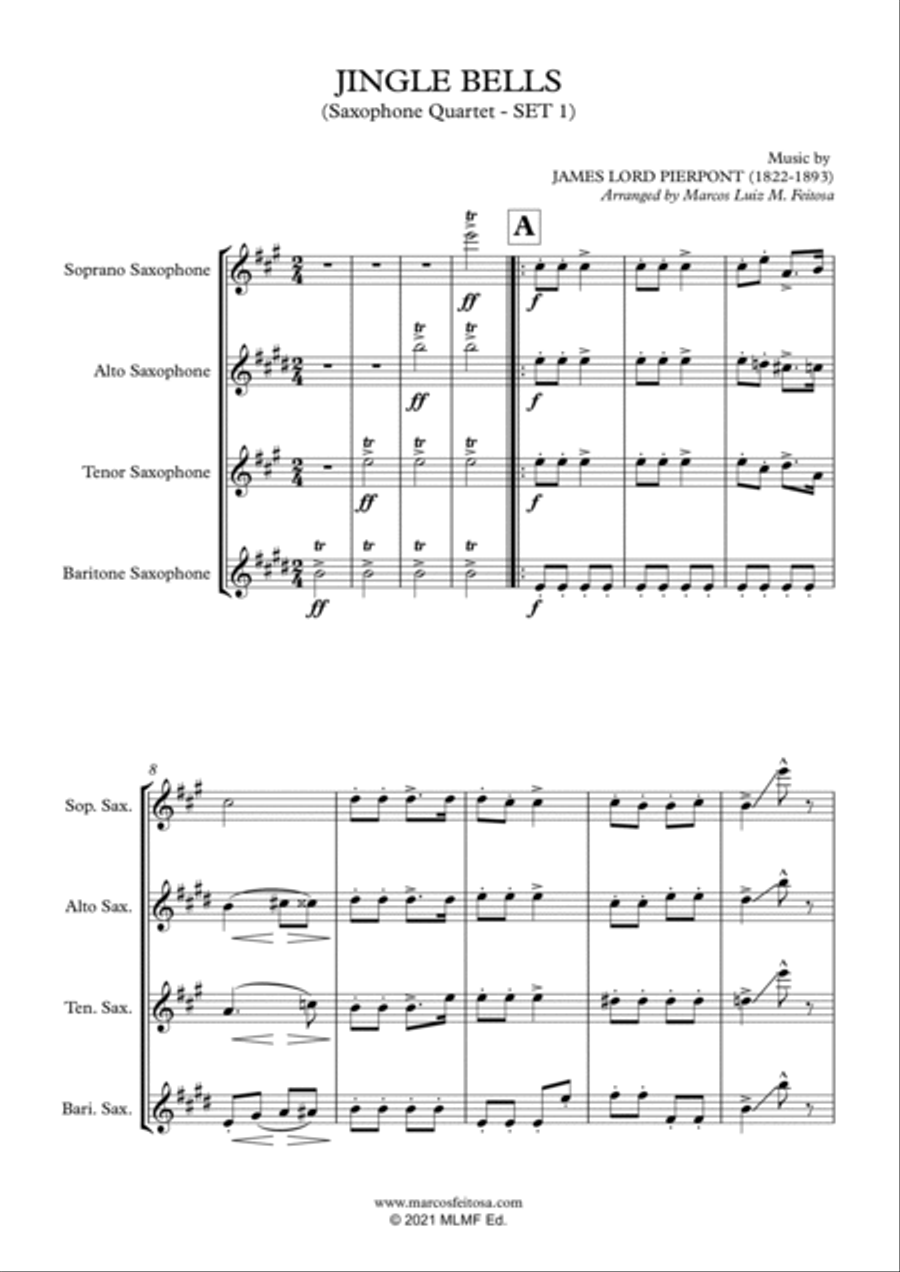 Christmas Song Collection (for Saxophone Quartet SET 1) - BOOK ONE Saxophone Quartet scores gallery preview page 3