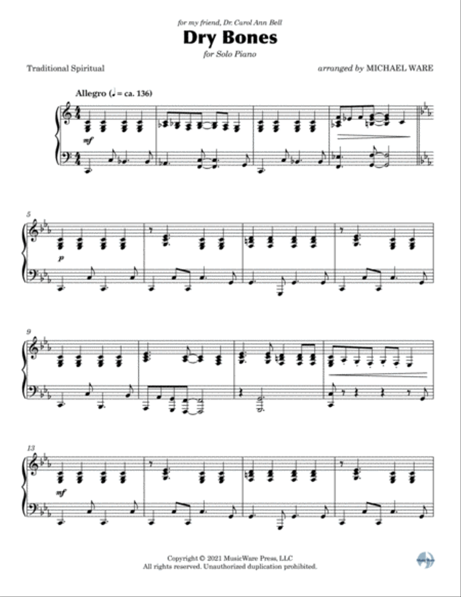 Dry Bones Piano Solo scores gallery preview page 2