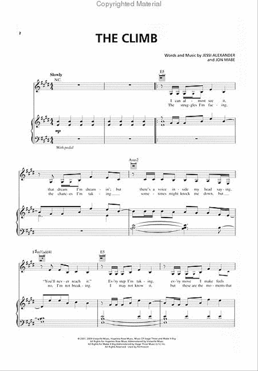 The Climb Piano, Vocal, Guitar scores gallery preview page 2