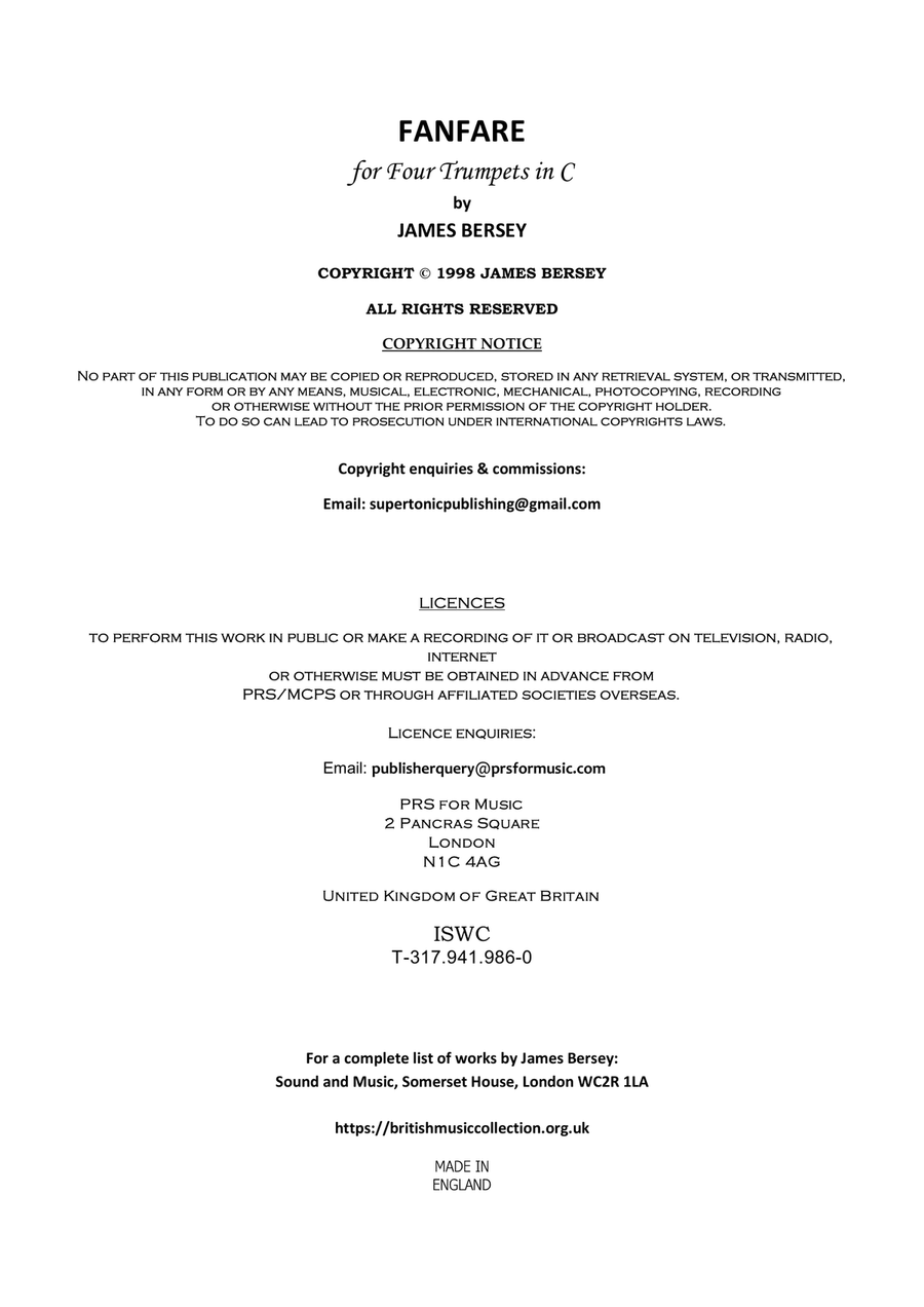 Fanfare (for 4 Trumpets in C) Brass Quartet scores gallery preview page 6