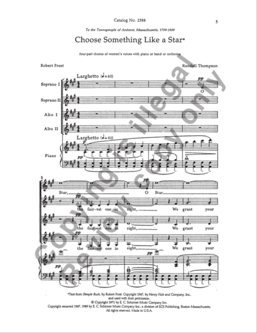 Choose Something Like A Star - SSAA - From 