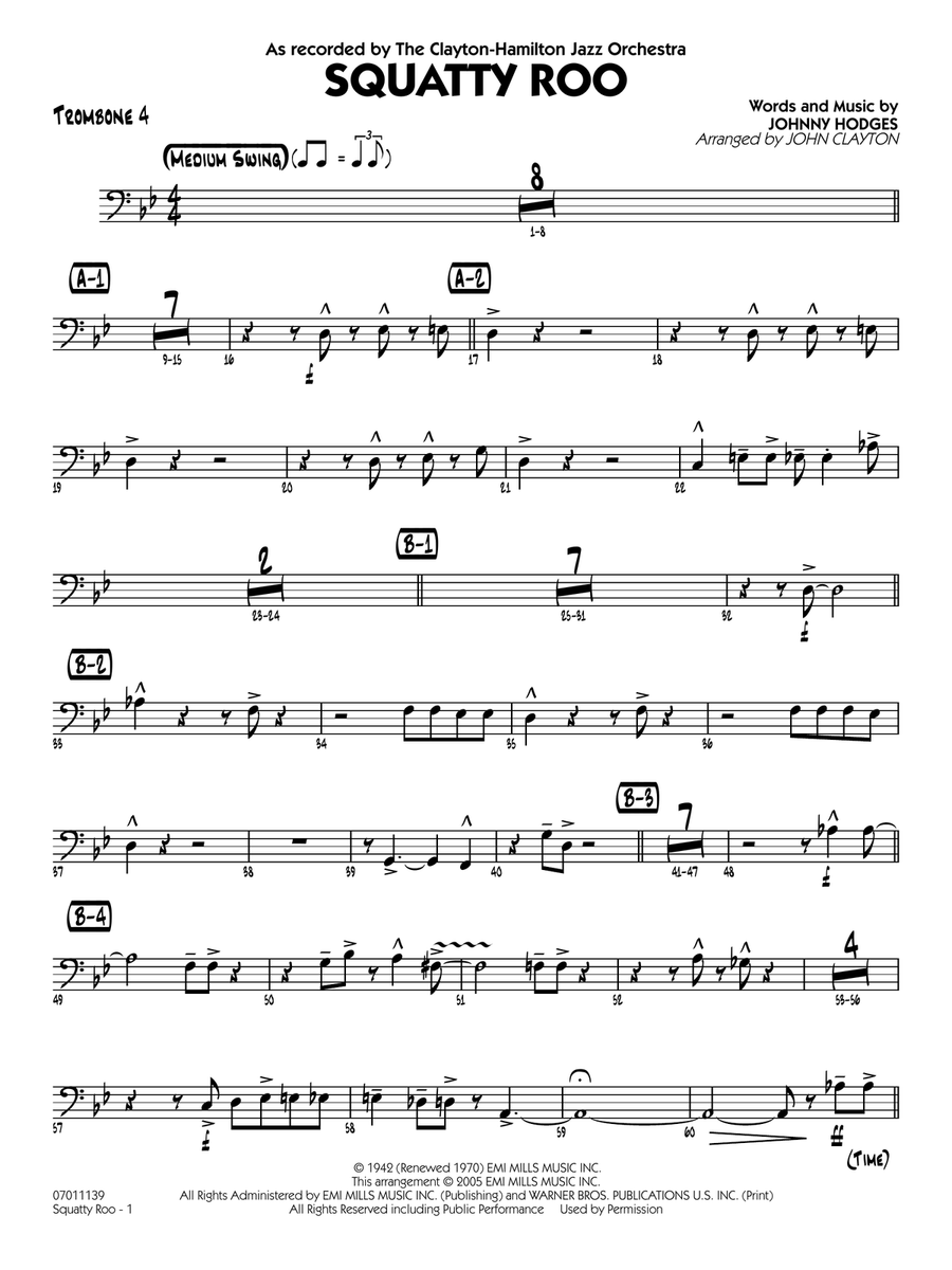 Squatty Roo (arr. John Clayton) - Trombone 4