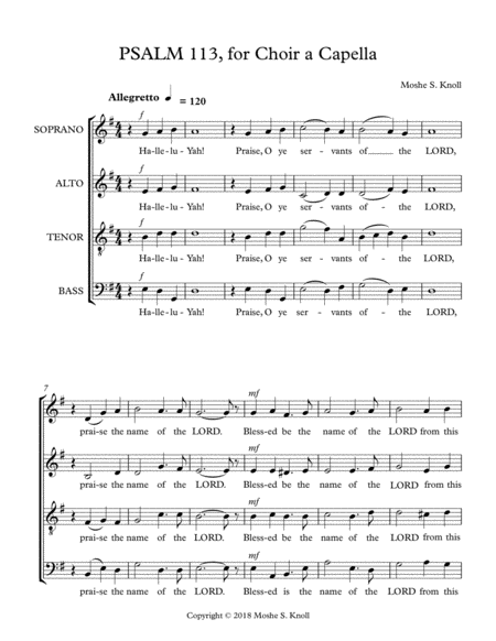 Psalm 113, for A Capella Chorus