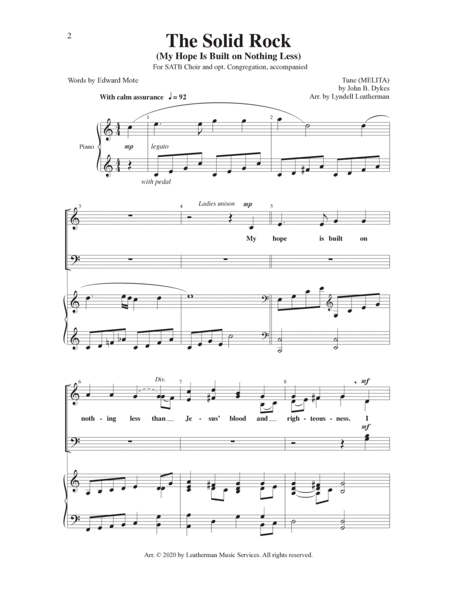 The Solid Rock (My Hope Is Built on Nothing Less)--SATB edition image number null