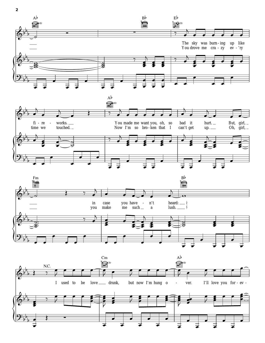 Love Drunk Love Drunk Piano, Vocal, Guitar scores gallery preview page 2