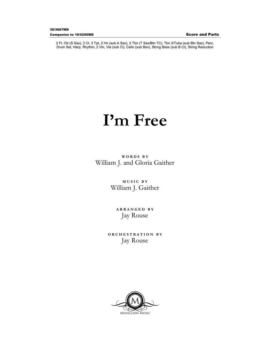 I'm Free - Orchestral Score and Parts