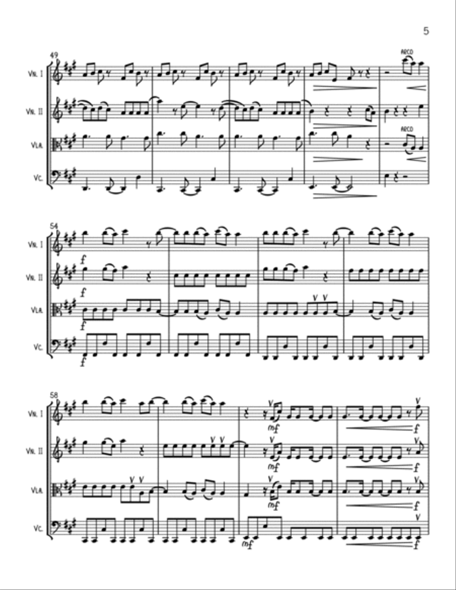 Snow On The Beach String Quartet scores gallery preview page 5