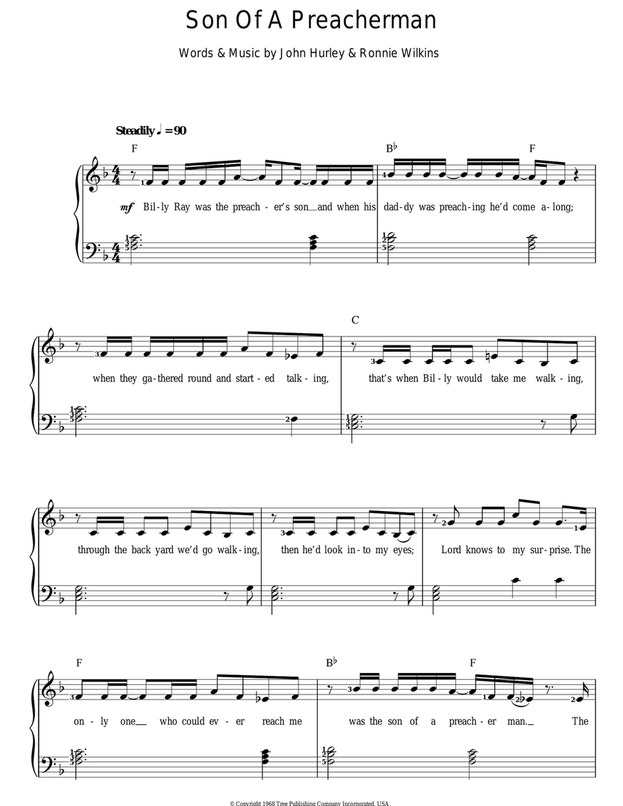 Son-Of-A-Preacher Man Son-Of-A-Preacher Man Piano, Vocal scores gallery preview page 1