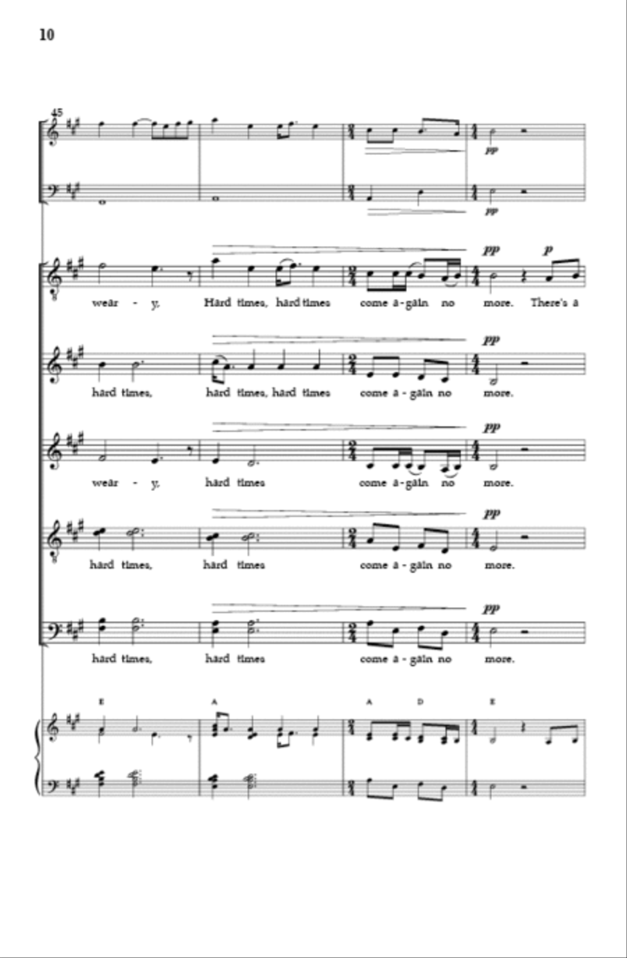 Hard Times (SATB) 4-Part scores gallery preview page 9