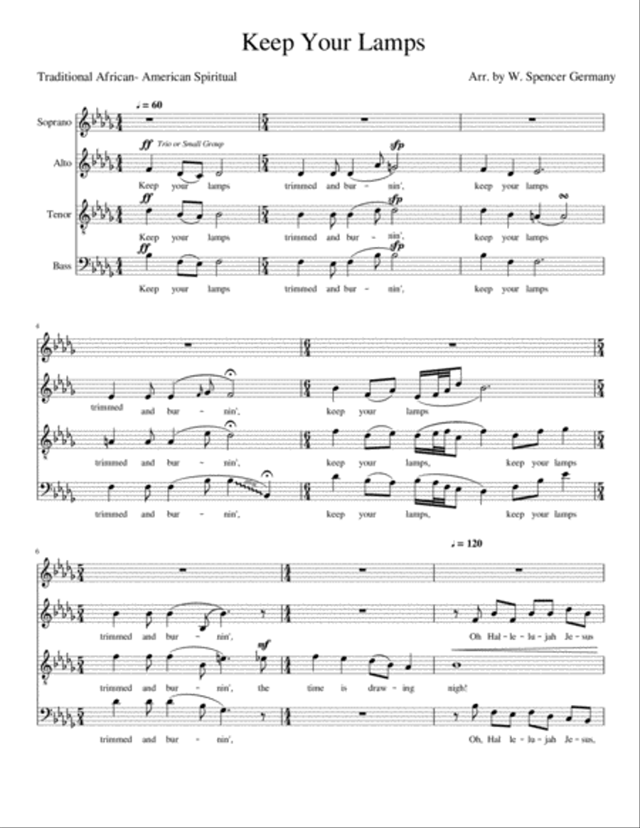 Keep Your Lamps 4-Part scores gallery preview page 2