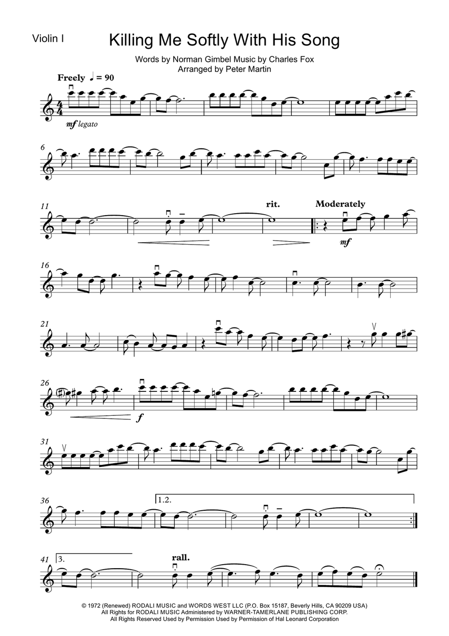 Killing Me Softly With His Song String Quartet scores gallery preview page 3