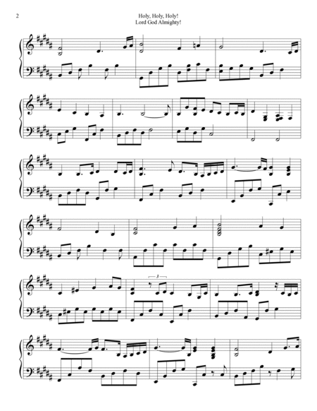 PIANO - Holy Holy Holy Lord God Almighty (Piano Hymns Sheet Music PDF) image number null