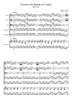 Book cover for Concerto for Strings in C major RV 114