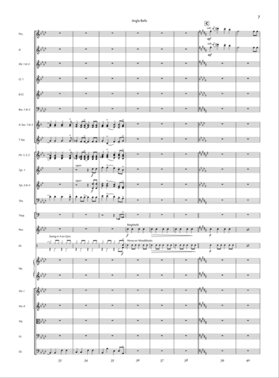 Jingle Bells by James Pierpont Full Orchestra - Sheet Music page 5