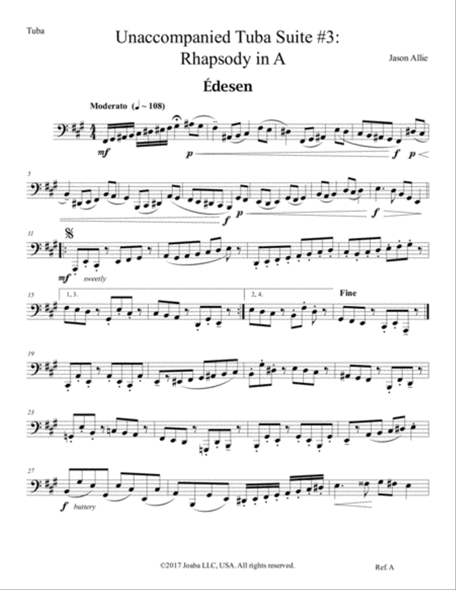 Unaccompanied Tuba Suite #3: Rhapsody in A Tuba scores gallery preview page 2