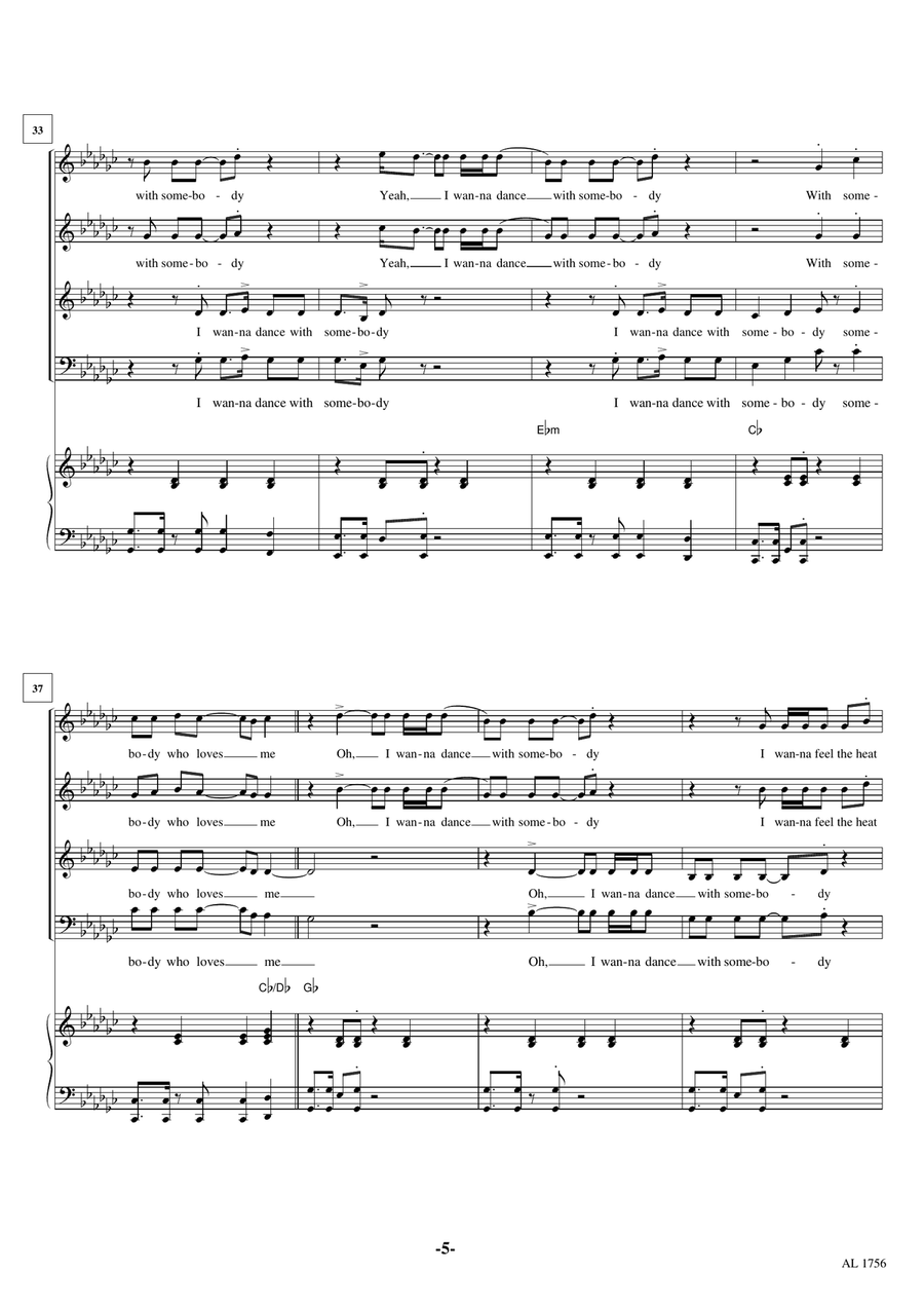 I Wanna Dance With Somebody 4-Part scores gallery preview page 5