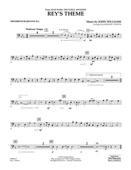 Rey's Theme (from Star Wars: The Force Awakens) - Trombone/Baritone B.C.