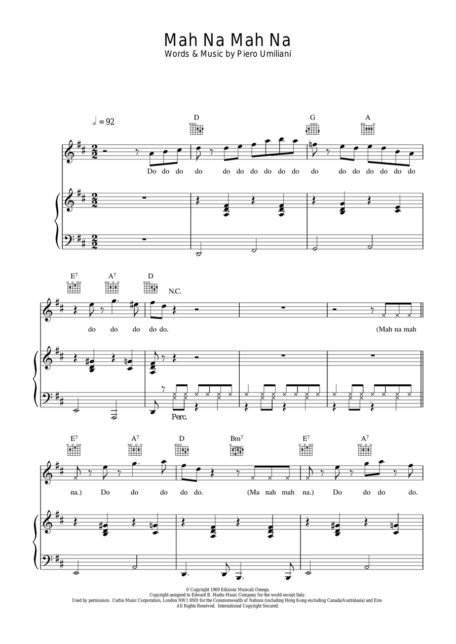 Mah Na Mah Na Mah Na Mah Na Violin Solo scores gallery preview page 1