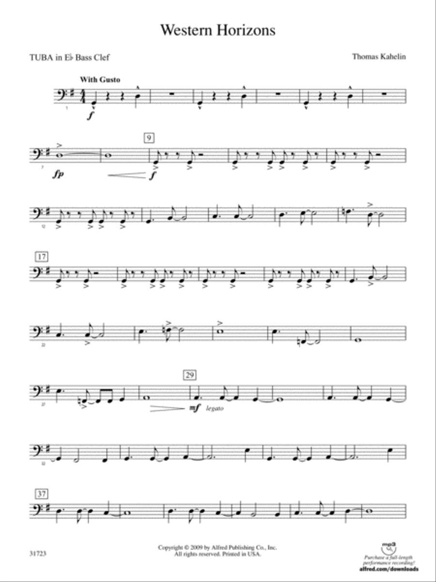 Western Horizons: (World Part) E-flat Tuba B.C. Concert Band scores gallery preview page 1