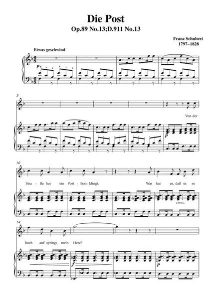 Schubert-Die Post,from 'Winterreise',Op.89(D.911) No.13 in F for Vocal and Piano