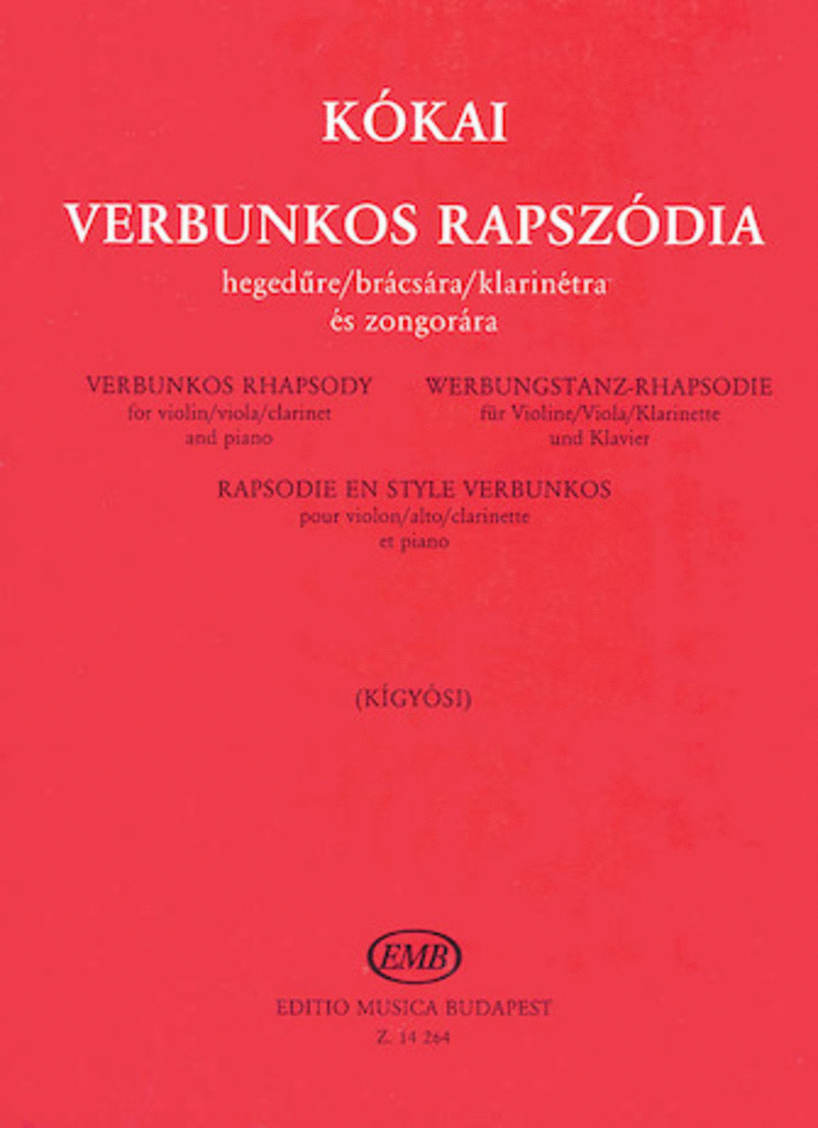 Verbunkos Rhapsody for Violin or Viola or Clarinet with Piano Accompaniment Clarinet scores gallery preview page 1