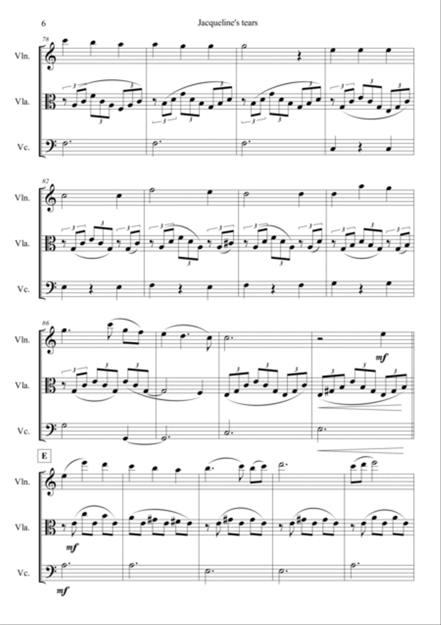 Jacqueline's Tears String Trio scores gallery preview page 6