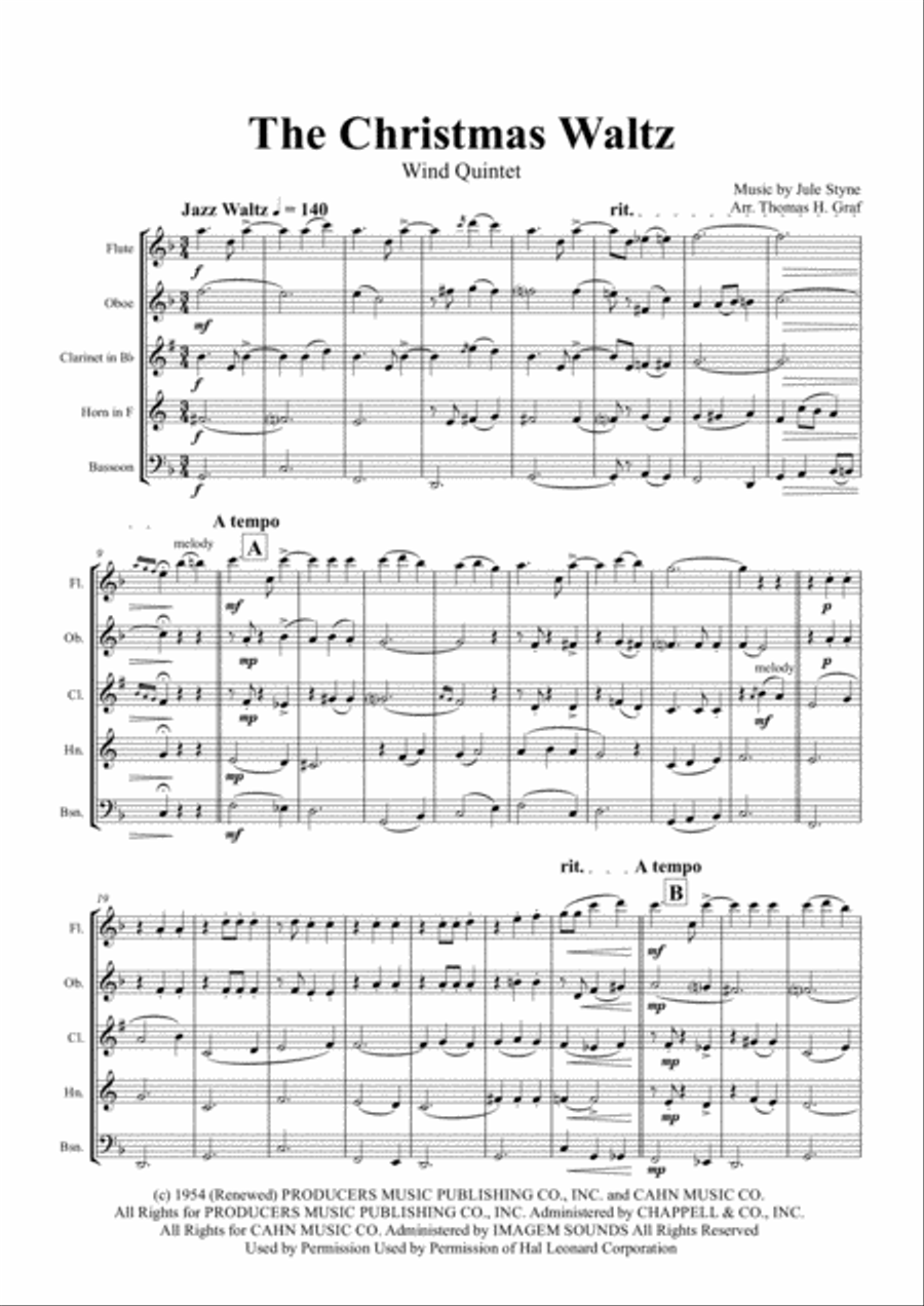 The Christmas Waltz Woodwind Quintet scores gallery preview page 1