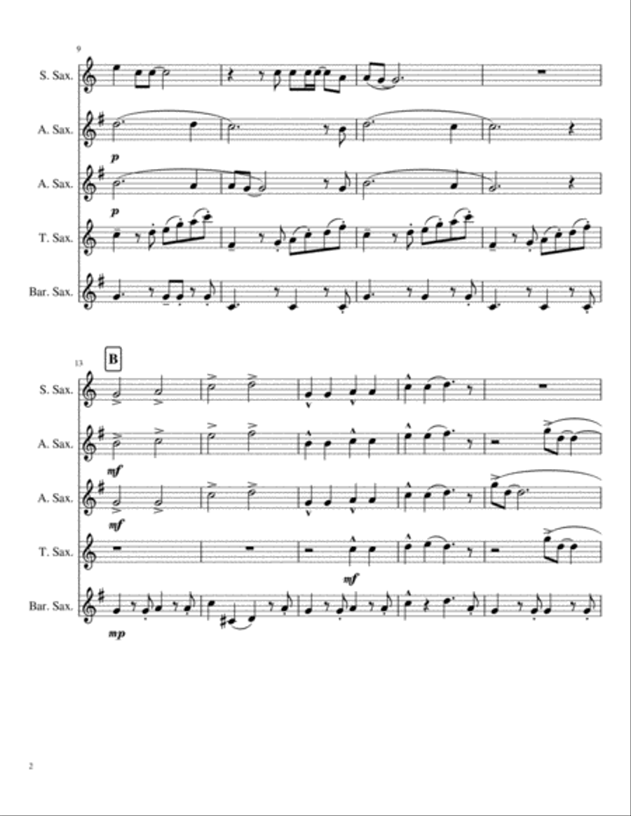 My Girl Saxophone Quintet scores gallery preview page 2