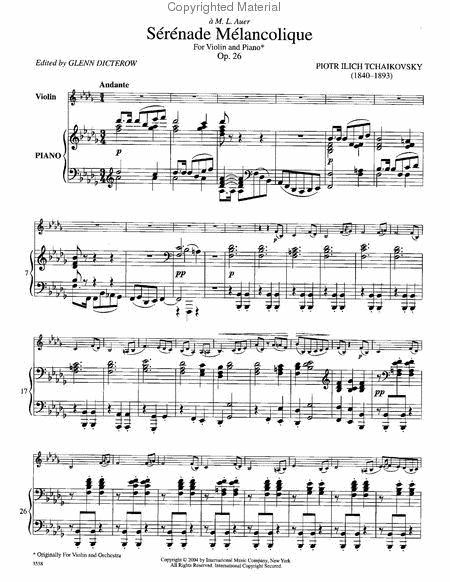 Serenade Melancolique, Opus 26