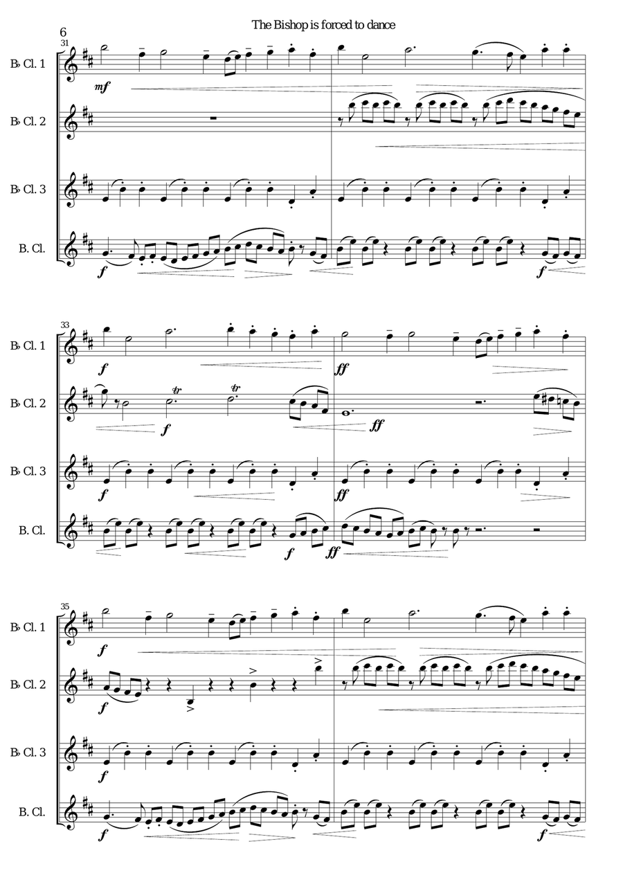 The bishop is forced to dance for clarinet quartet Clarinet Quartet scores gallery preview page 6