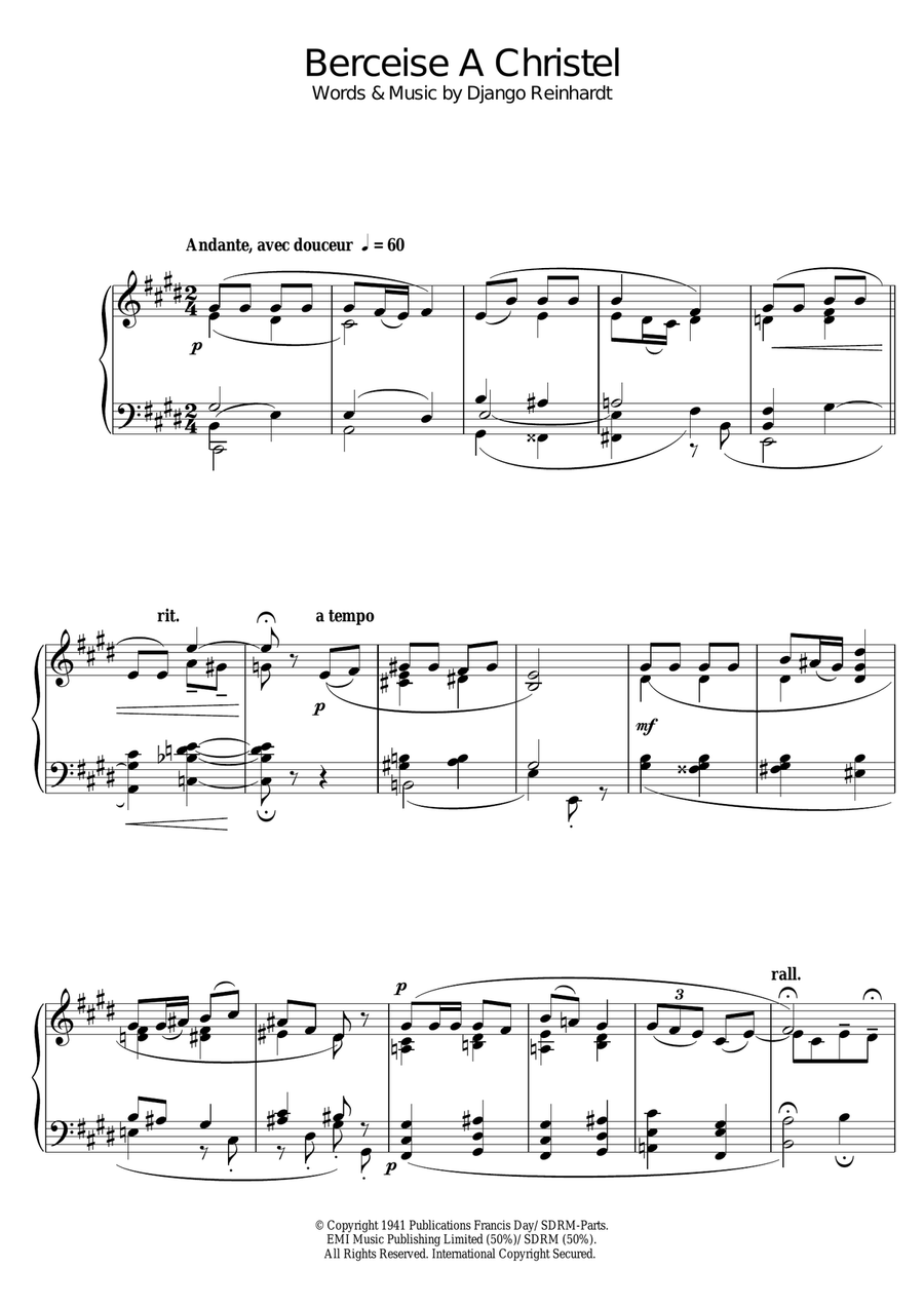 Berceuse A Christel Piano Solo scores gallery preview page 1