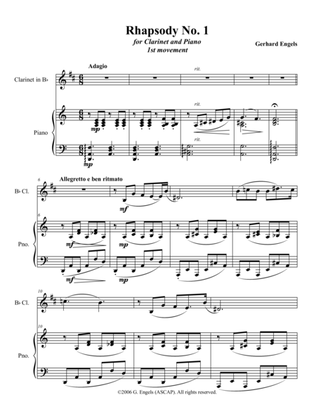 Rhapsody No. 1 for Clarinet and Piano