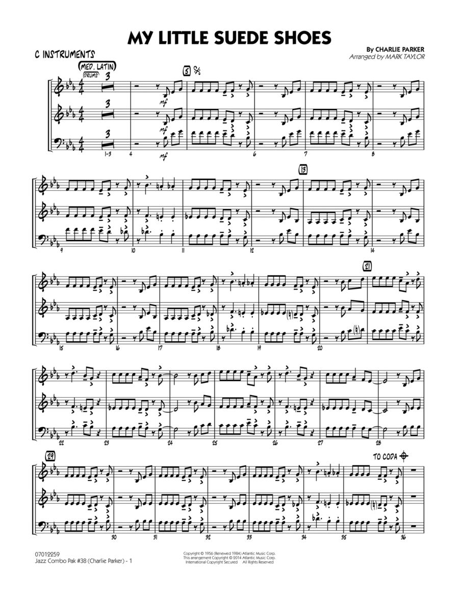 Jazz Combo Pak #38 (Charlie Parker) - C Instruments Jazz Ensemble scores gallery preview page 1