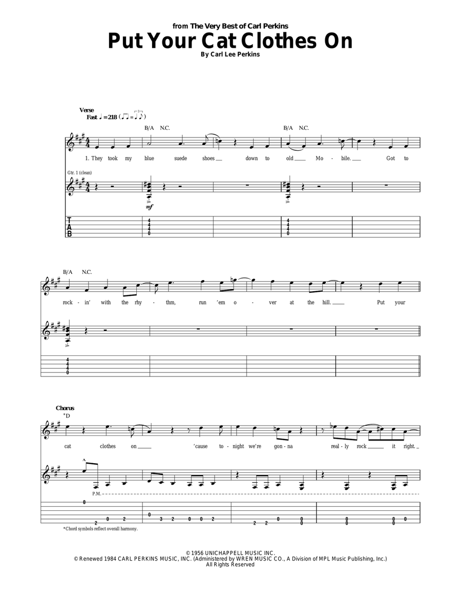 Put Your Cat Clothes On Acoustic Guitar scores gallery preview page 1