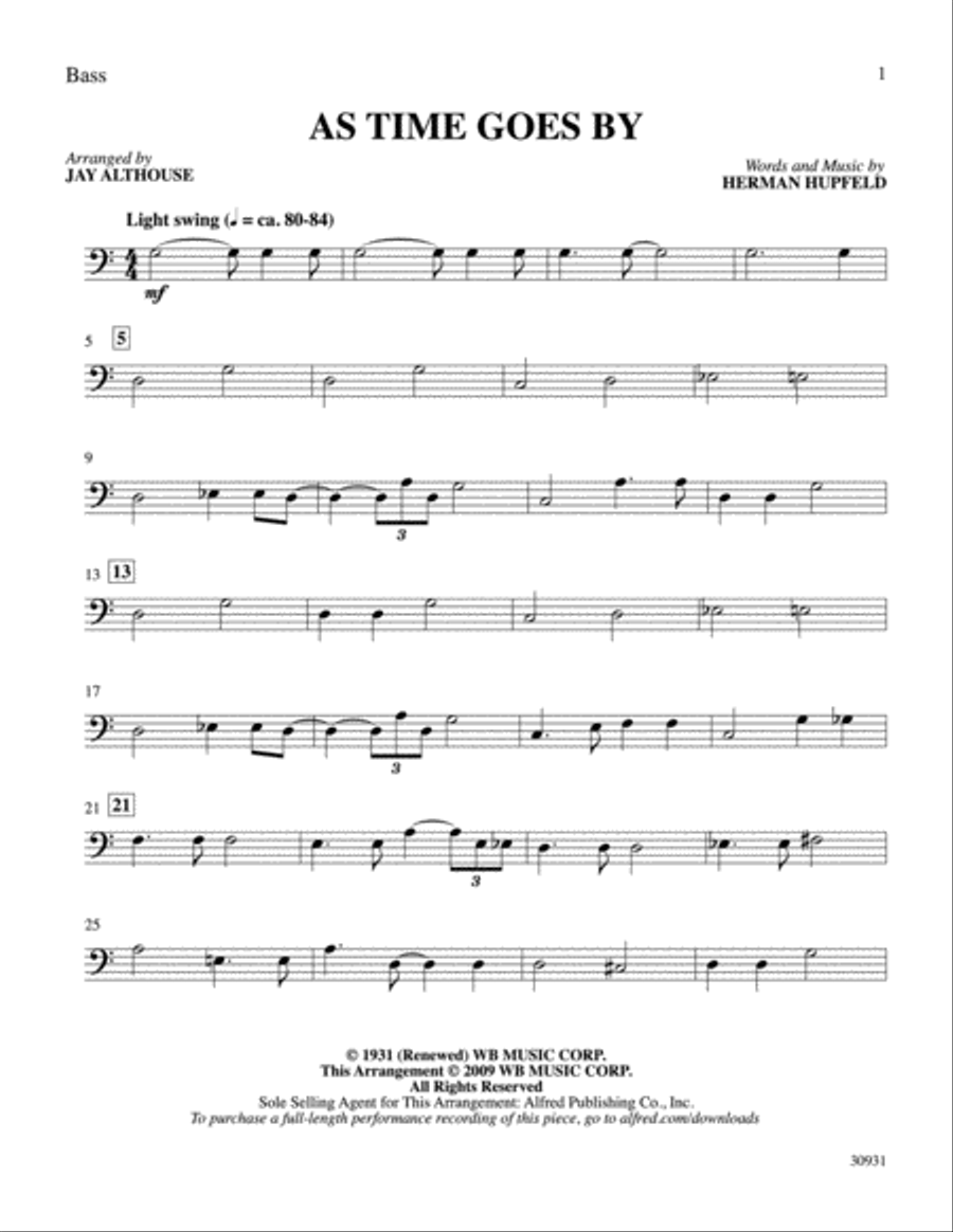 As Time Goes By: String Bass Double Bass scores gallery preview page 1