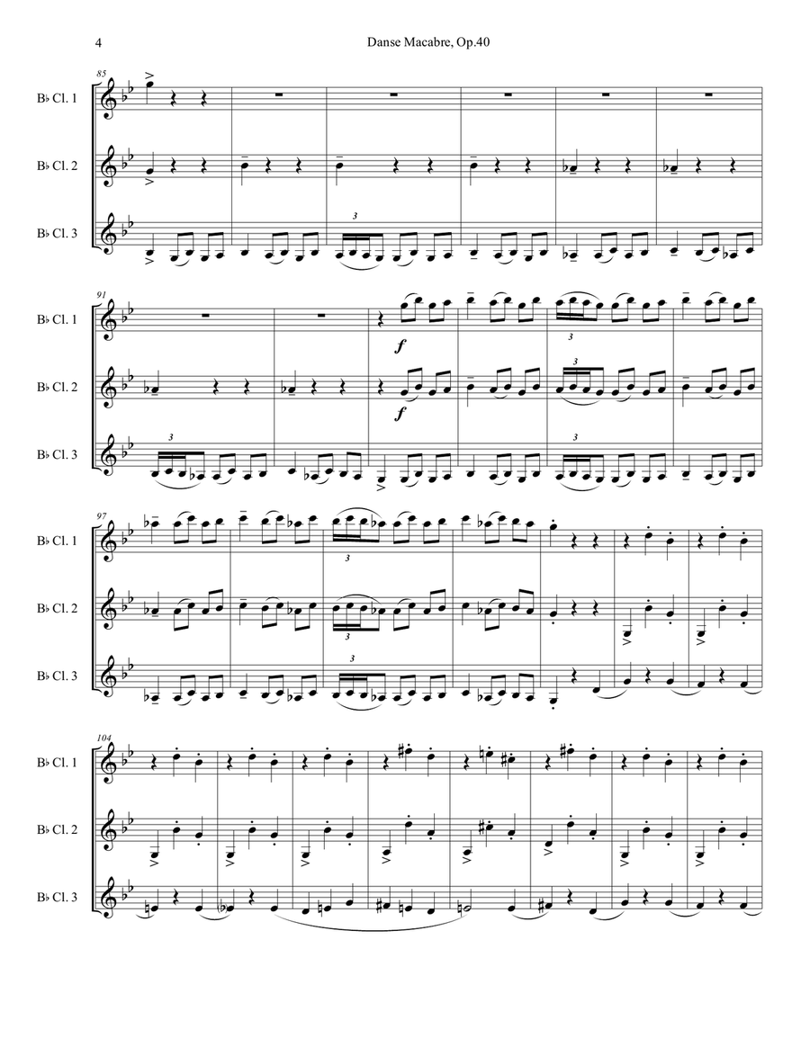 Danse Macabre - Camille Saint-Saëns / Arr. for clarinet trio Clarinet Trio scores gallery preview page 4