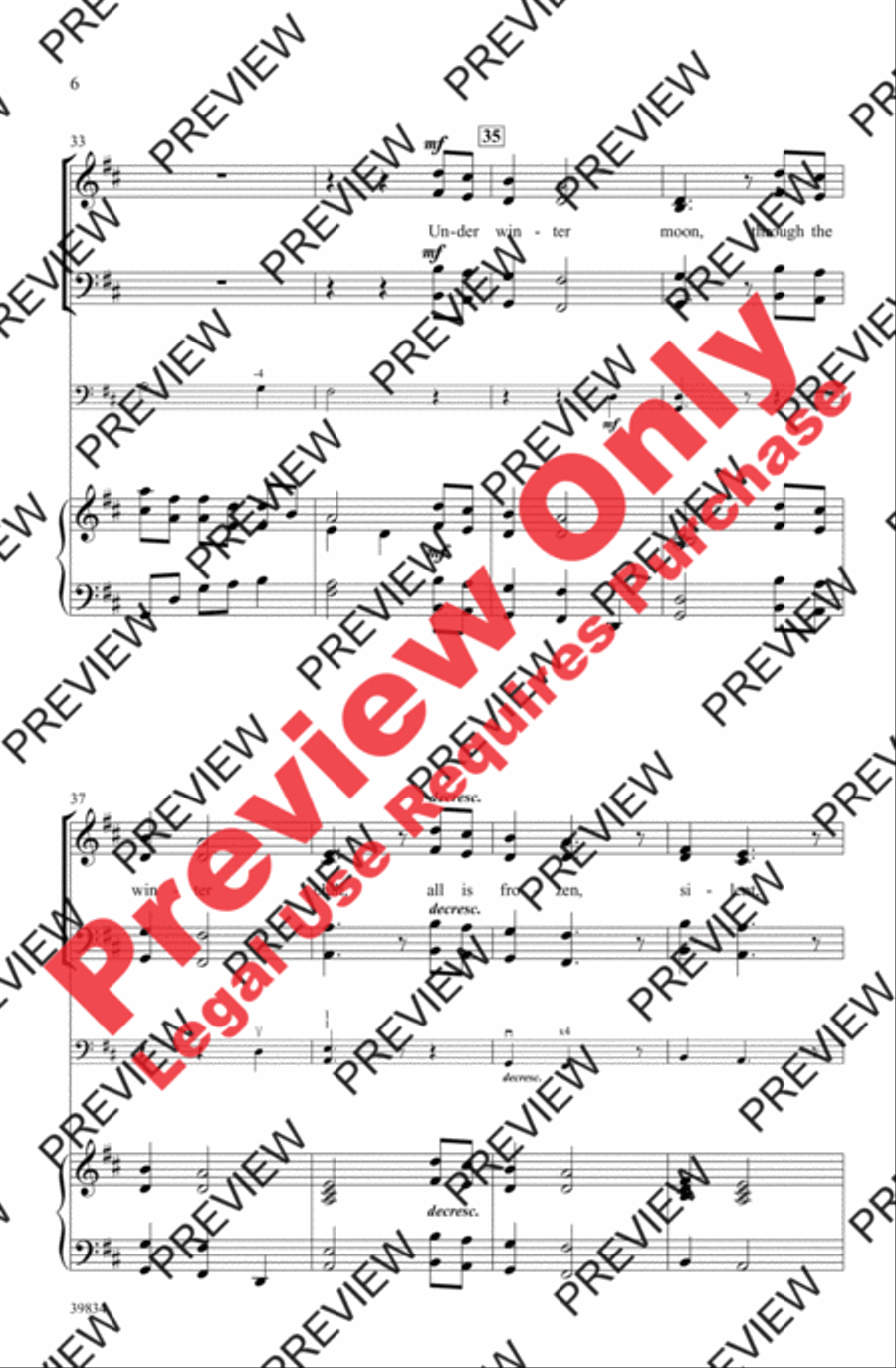 Under Winter Moon 4-Part scores gallery preview page 17