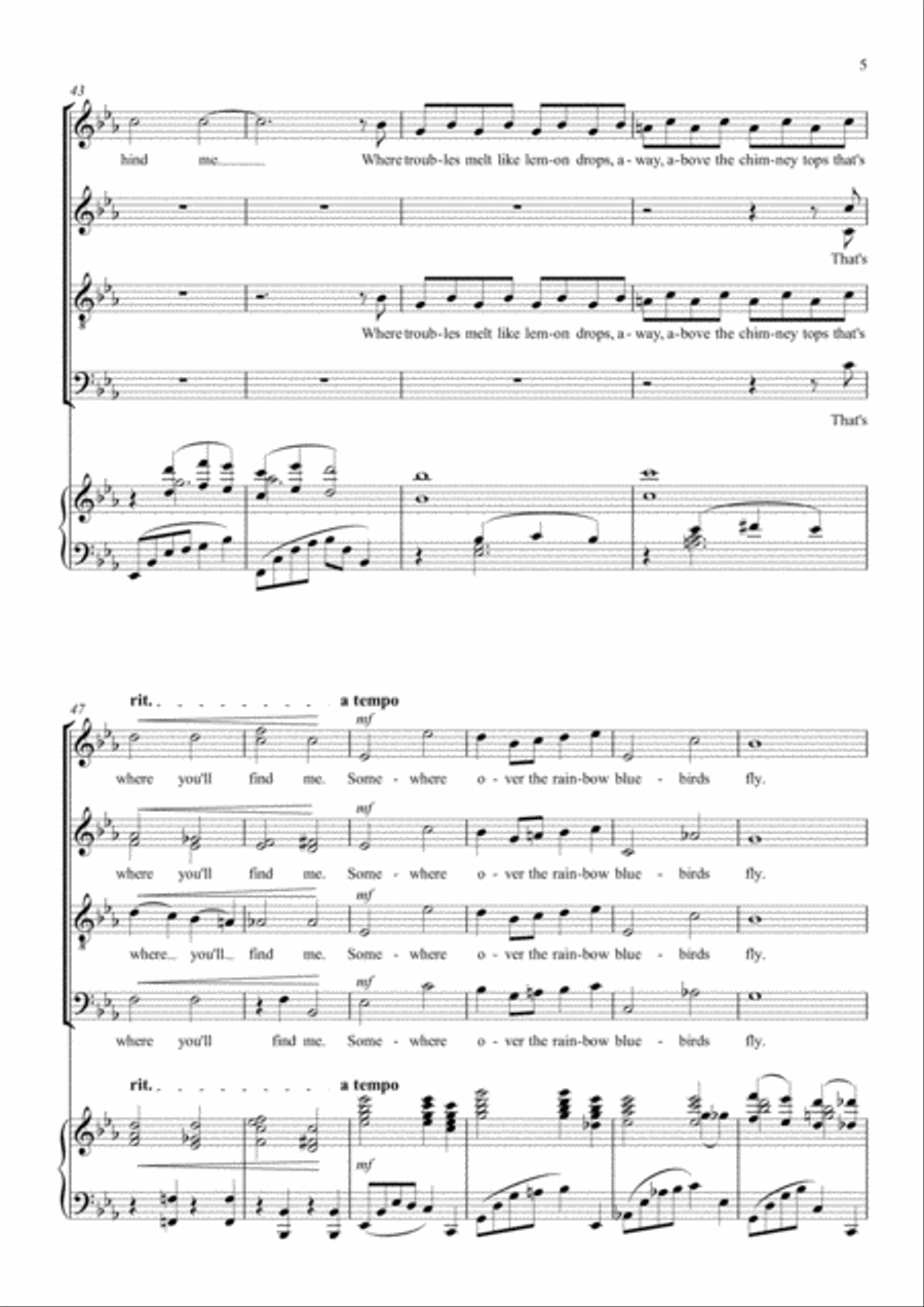 Over The Rainbow (from The Wizard Of Oz) 4-Part scores gallery preview page 5