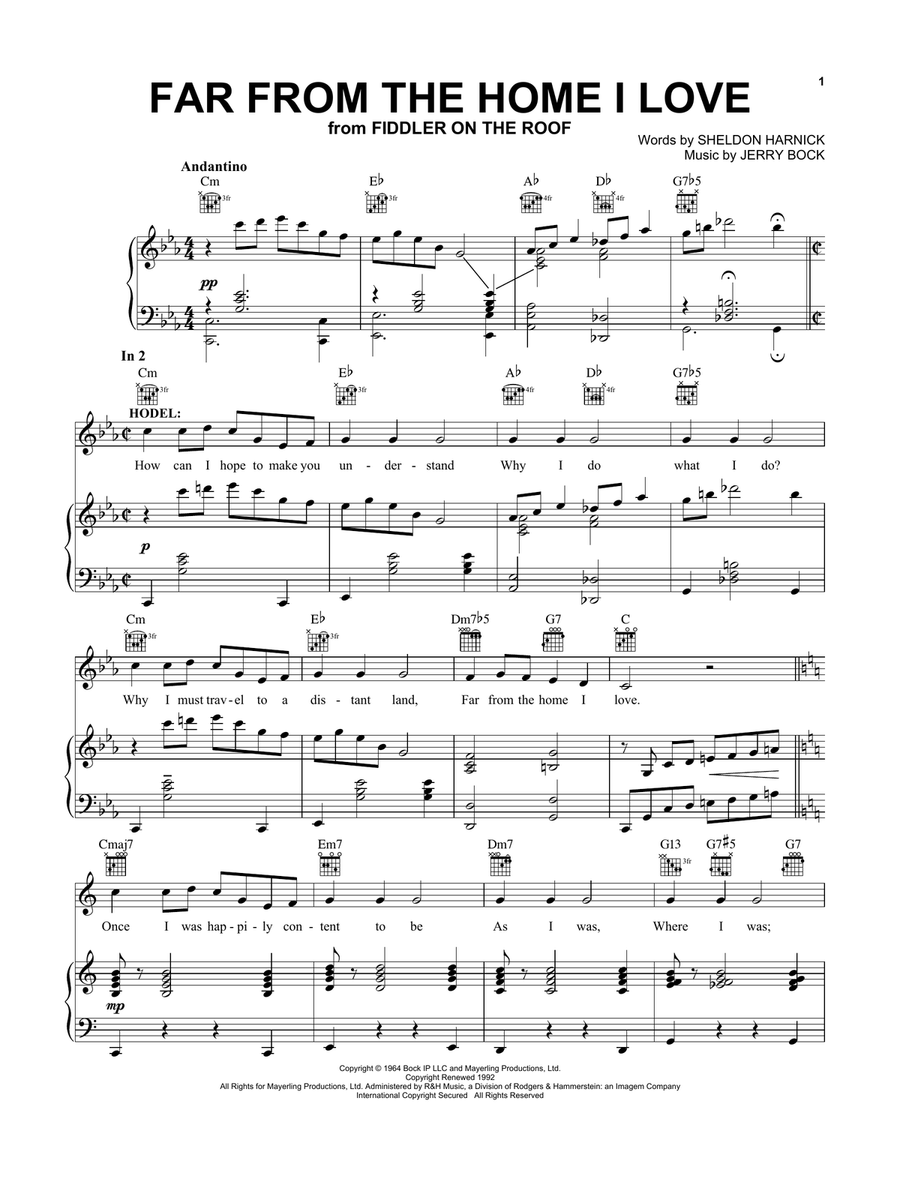 Far From The Home I Love Piano, Vocal scores gallery preview page 1