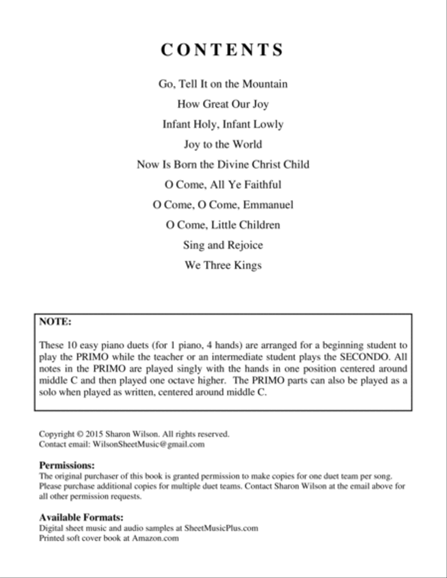 Joy to the World (A Collection of 10 Easy Piano Duets for 1 Piano, 4 Hands)