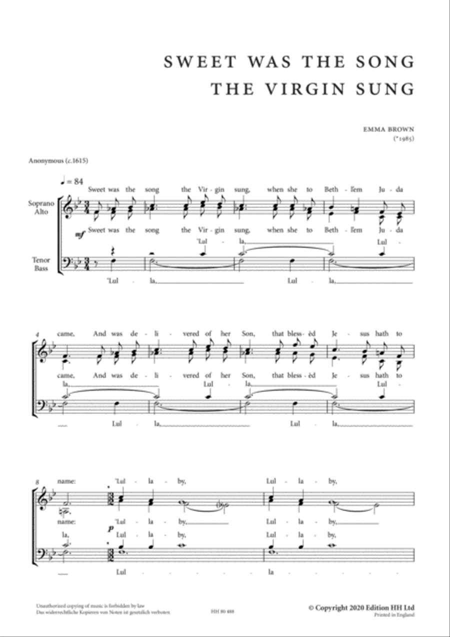 Sweet was the Song the Virgin Sung 4-Part scores gallery preview page 2