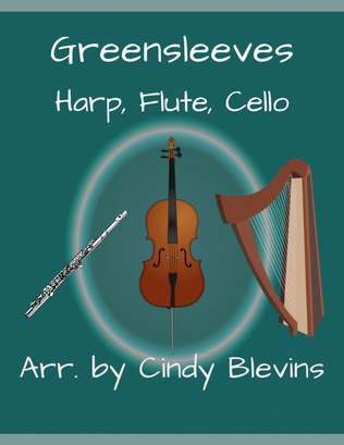 Book cover for Greensleeves, for Harp, Flute and Cello