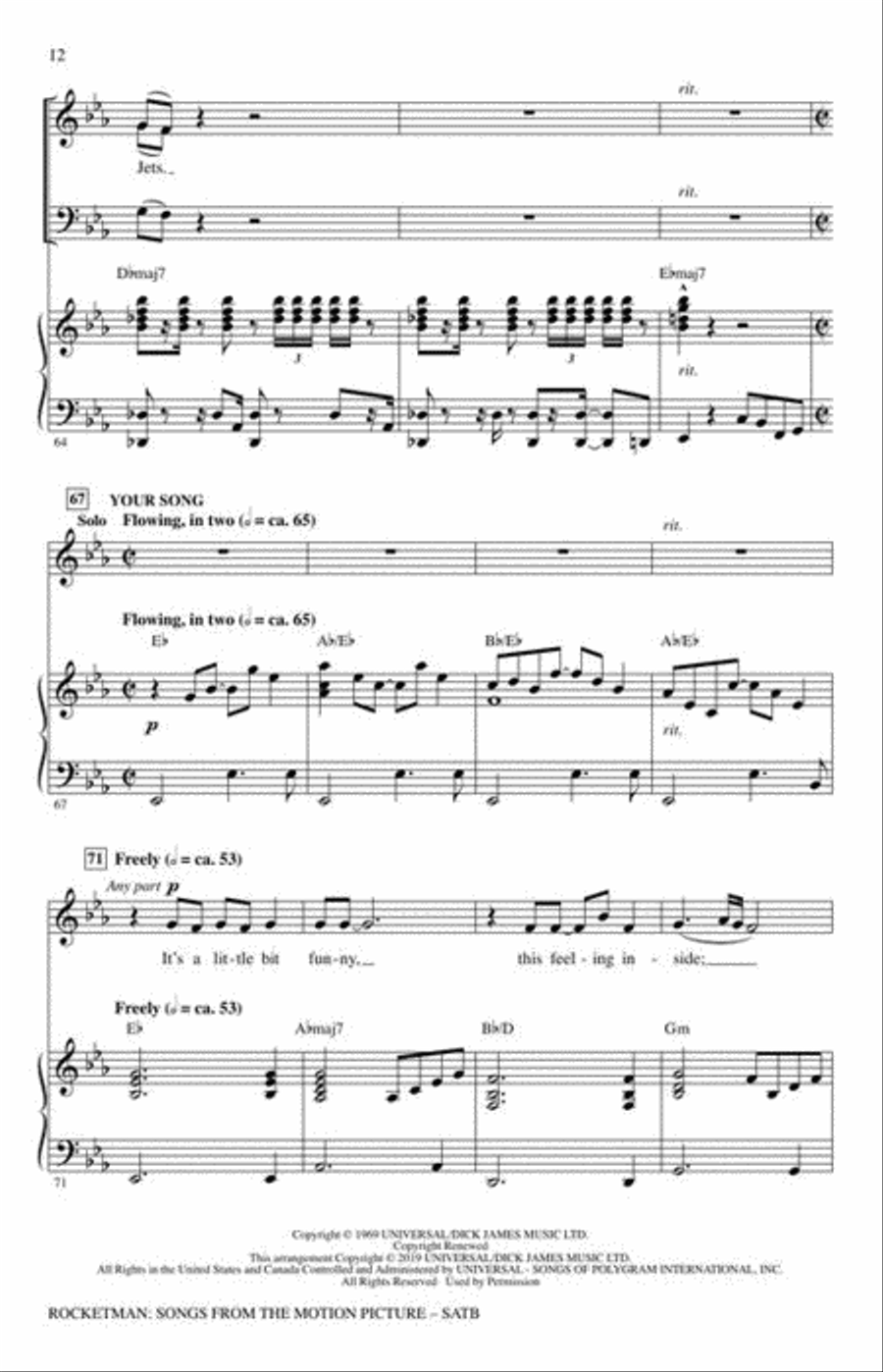Rocketman: Songs from the Motion Picture 4-Part scores gallery preview page 5