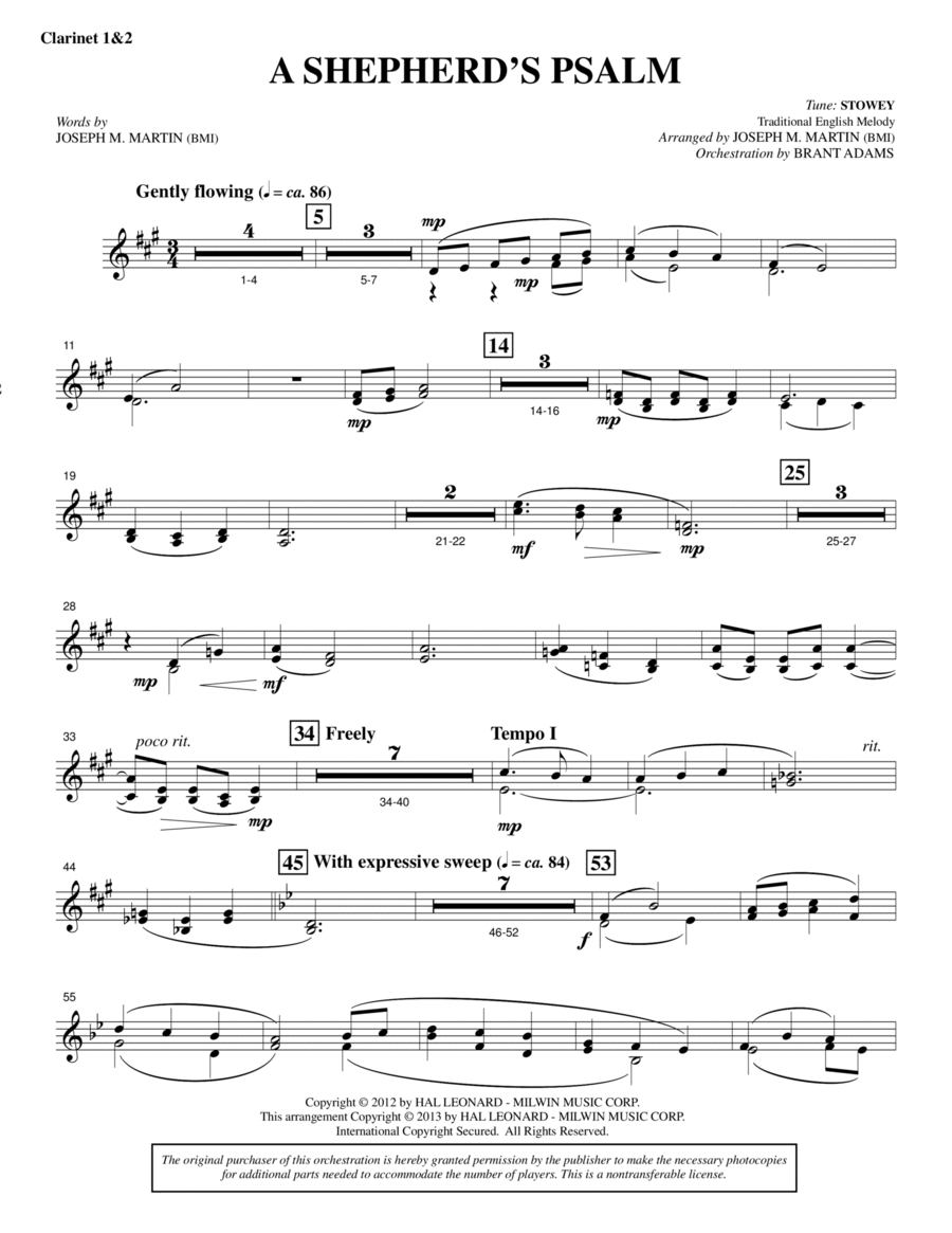 A Shepherd's Psalm - Bb Clarinet 1,2