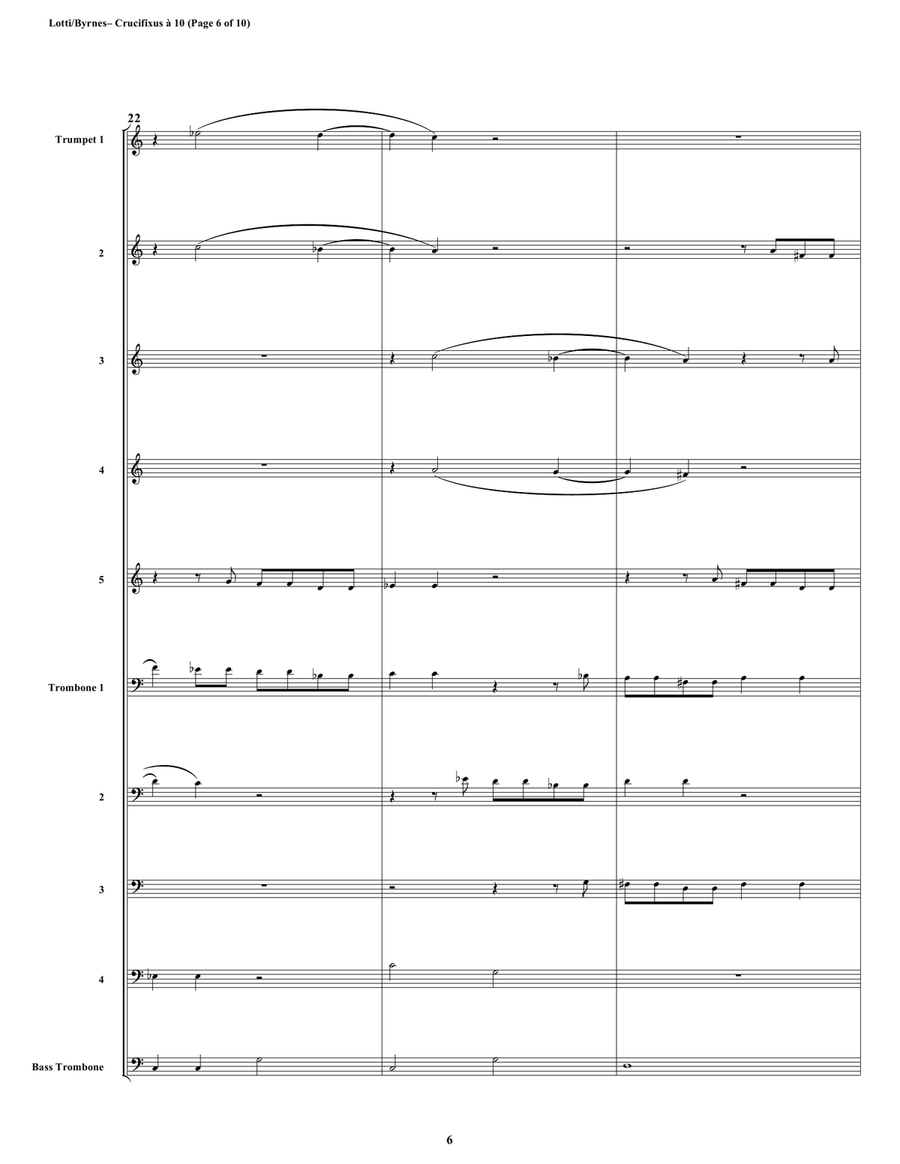 Crucifixus a 10 by Antonio Lotti (Brass Choir) Trombone scores gallery preview page 6