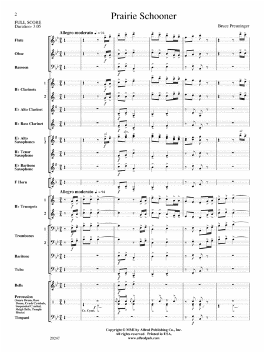 Prairie Schooner: Score Concert Band scores gallery preview page 2