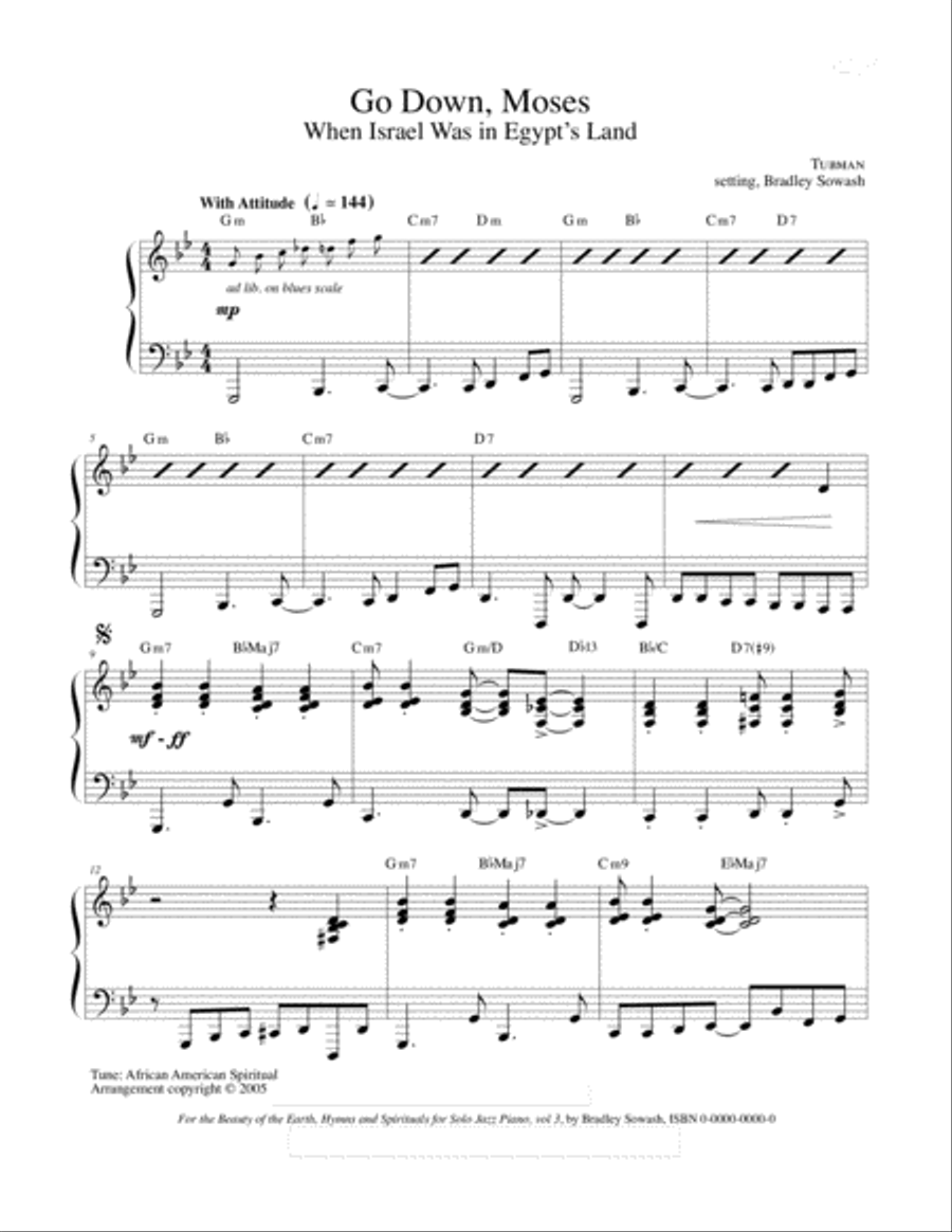 Go Down Moses - Solo Piano Piano Solo scores gallery preview page 3