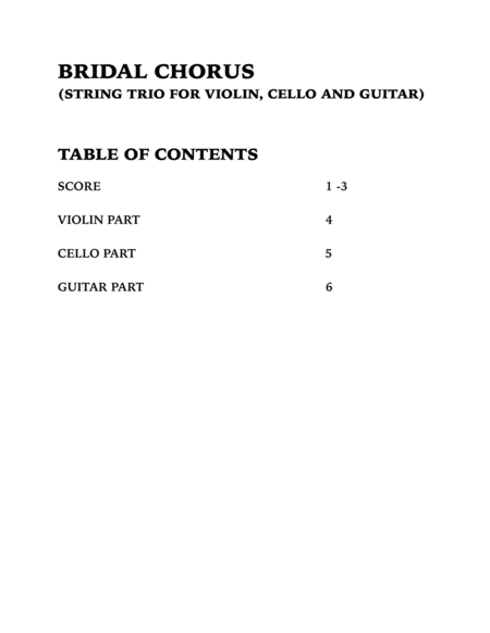 Bridal Chorus (Wedding March): String Trio for Violin, Cello and Guitar image number null